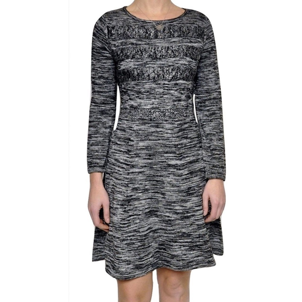 Calvin Klein Stripe Fit & Flare Sweater Dress L
